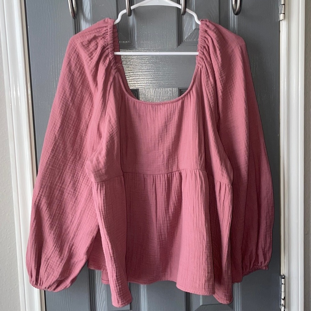 Balloon Long Sleeve Peplum Top